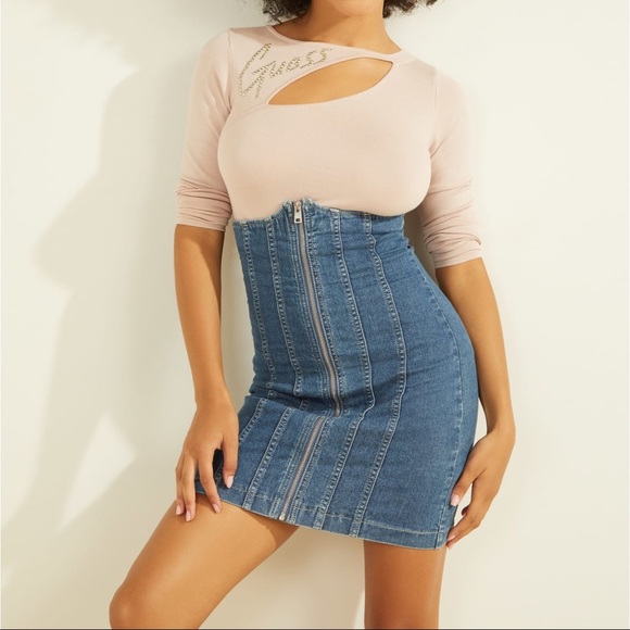Guess Denim Corset Skirt Dress 